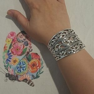 925 Sterling Silver Scroll Bangle Bracelet